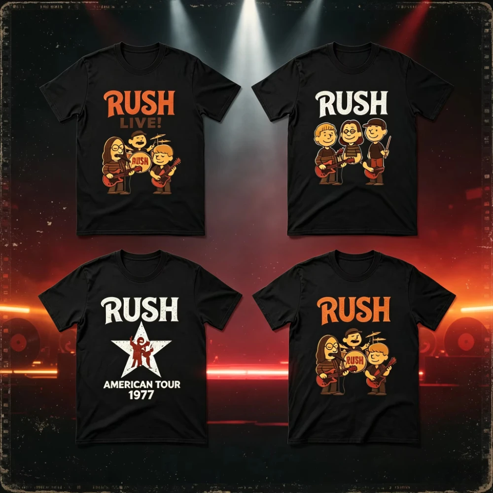 2026 Rush Band TShirt Mens Womens Cotton Tees Summer Casual Short Sleeve Round Neck Clothing Loose Top Trend Unisex Tee