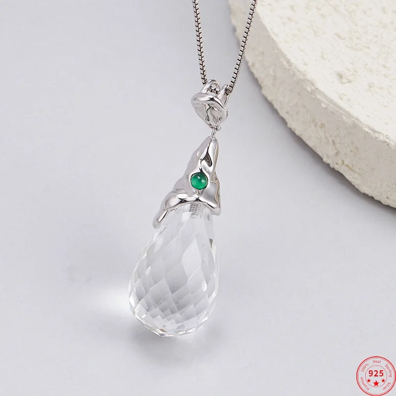 

Подвеска из стерлингового серебра 925 пробы для женщин и мужчин, нерегулярная геометрическая инкрустация, тангентный самолет, рок-кристалл, подвеска, модные ювелирные изделия, оптовая продажа