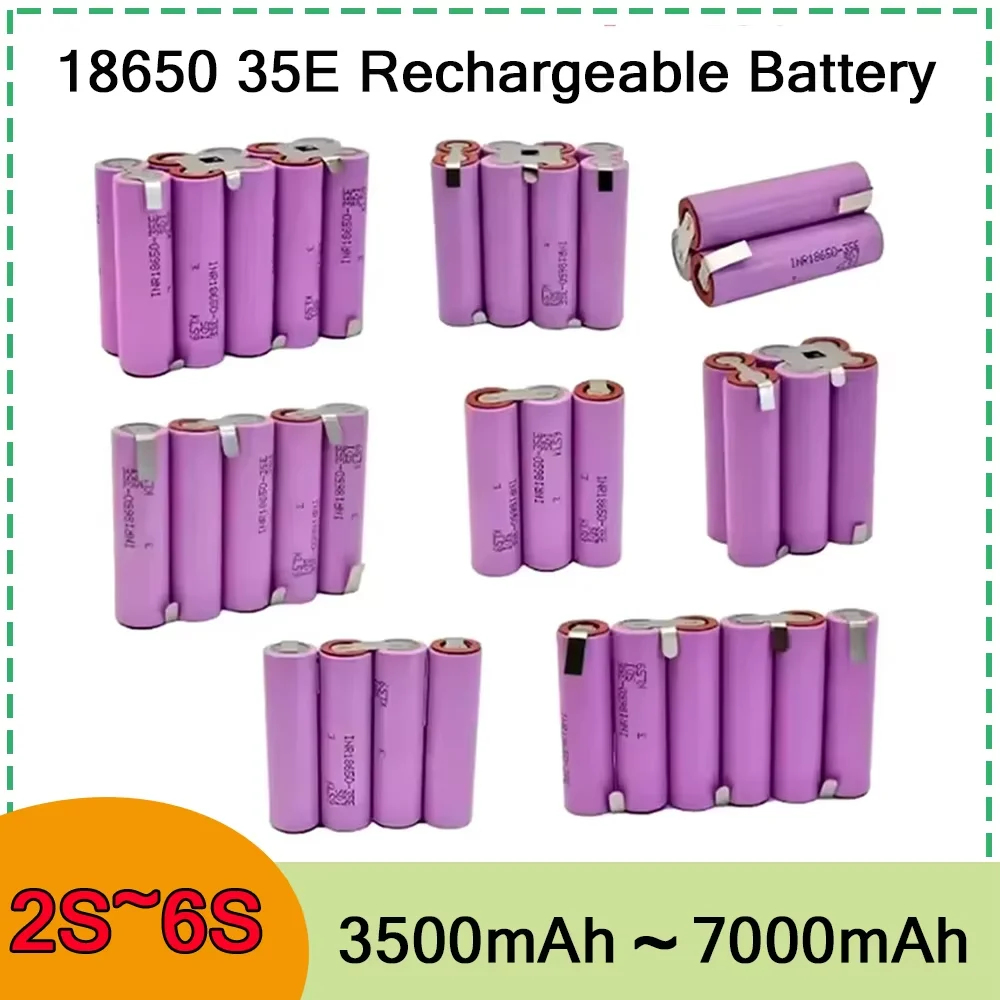 

3S1P 4S1P 5S1P 6S1P 3S2P 4S2P 5S2P 3500/7000mAh Battery Pack Customized Welding Battery Pack 18650-35E Battery,Screwdriver,Drill