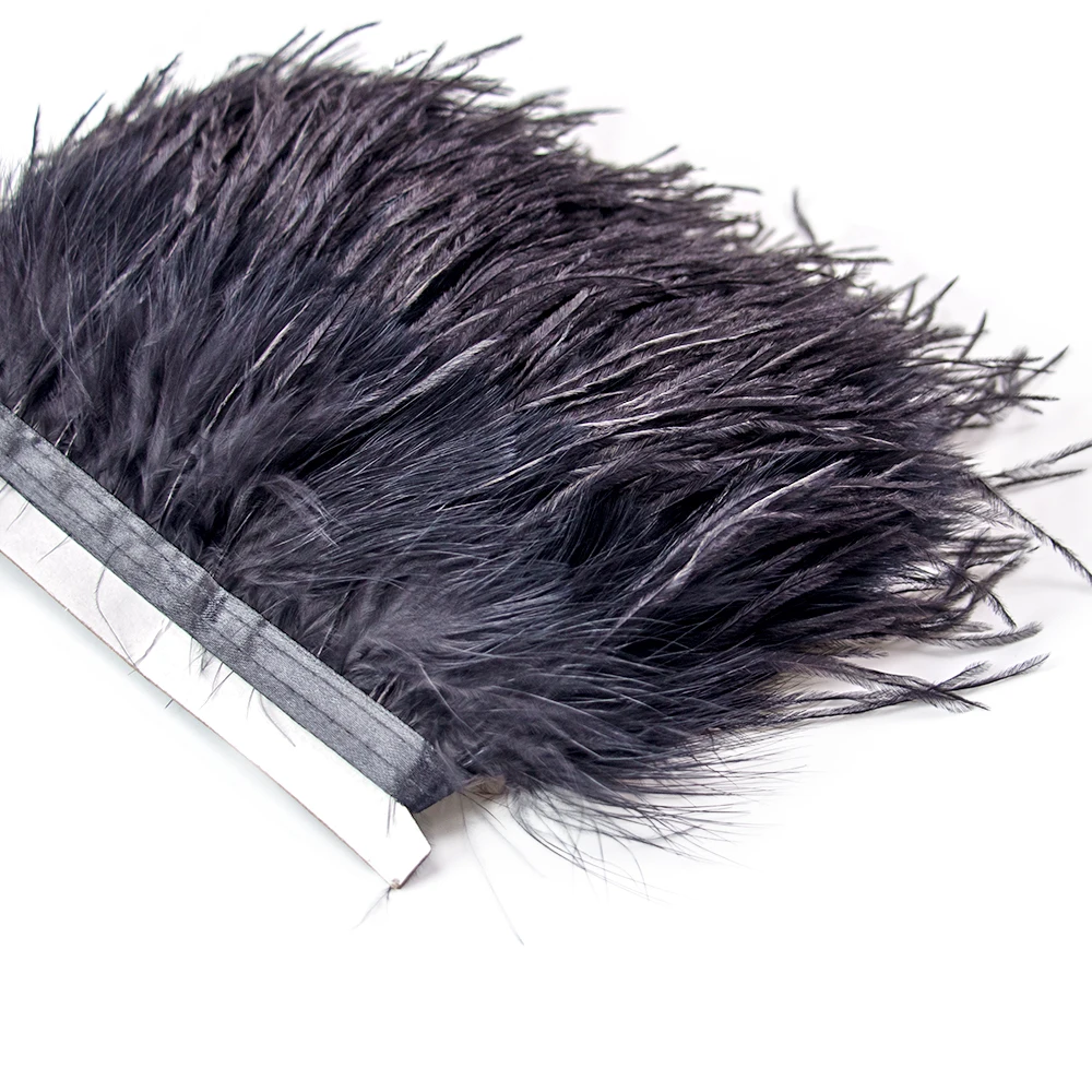 Black Feather Trim Fringe for Sewing Dress Needlework Crafts Material Fluffy Ostrich Marabou Turkey Peacock Decor Various Plume