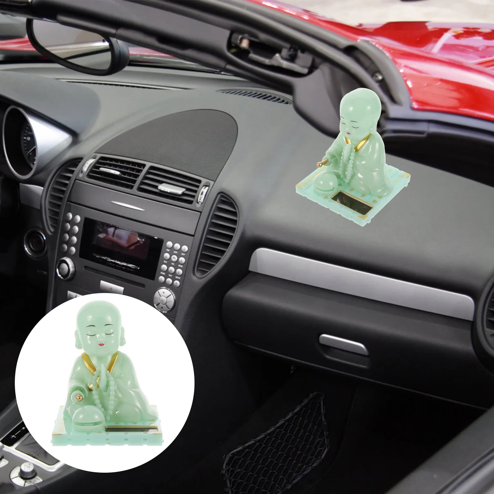 

Solar Buddha Car Dashboard Ornament Vintage Style Mini Craft Desktop Adorn Decor For Home Desktop Indoor Decoration