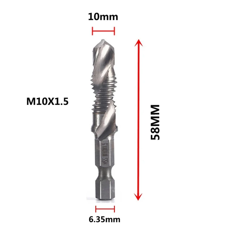 M10x1.5Mm เหล็กความเร็วสูง 4341 ไทเทเนียมชุบคอมโพสิต TAP เจาะและ TAP แบบบูรณาการเครื่อง TAP เปิดและ Chamfer เครื่องมือ