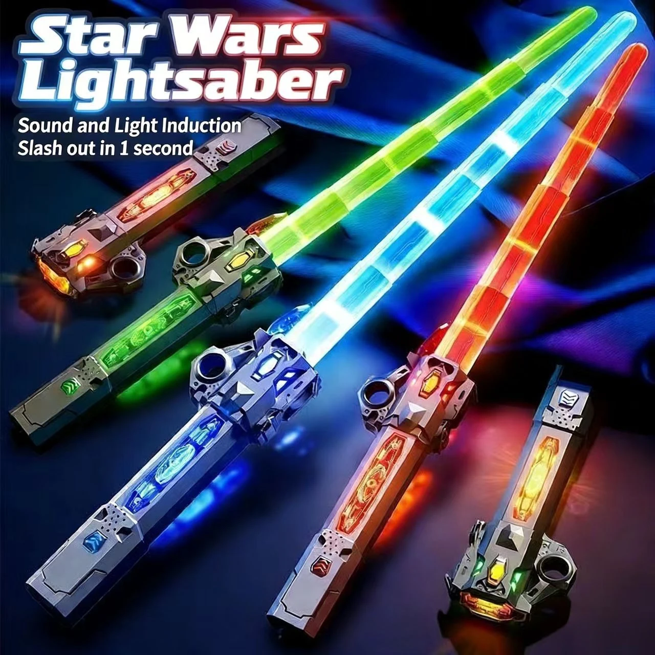 7 Colourful Outdoor Lightsaber Double Headed Retractable Lightsaber with Multi-color Changing LED Music Cosplay Birthday Gift