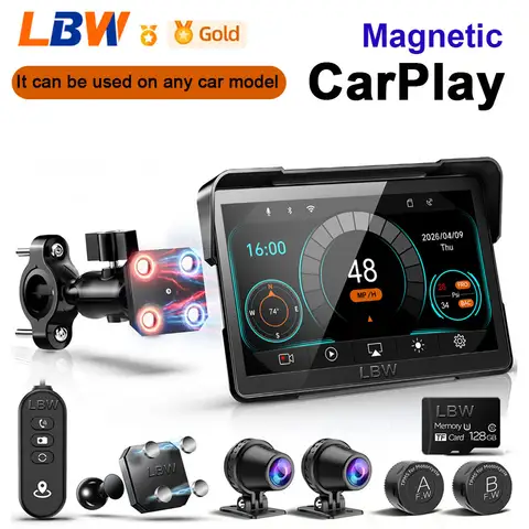 LBW NEW 7 inch Quick-release Motorcycle GPS Navigation CarPlay Android Include TPMS Dual Cameras For All Motorcycle Models