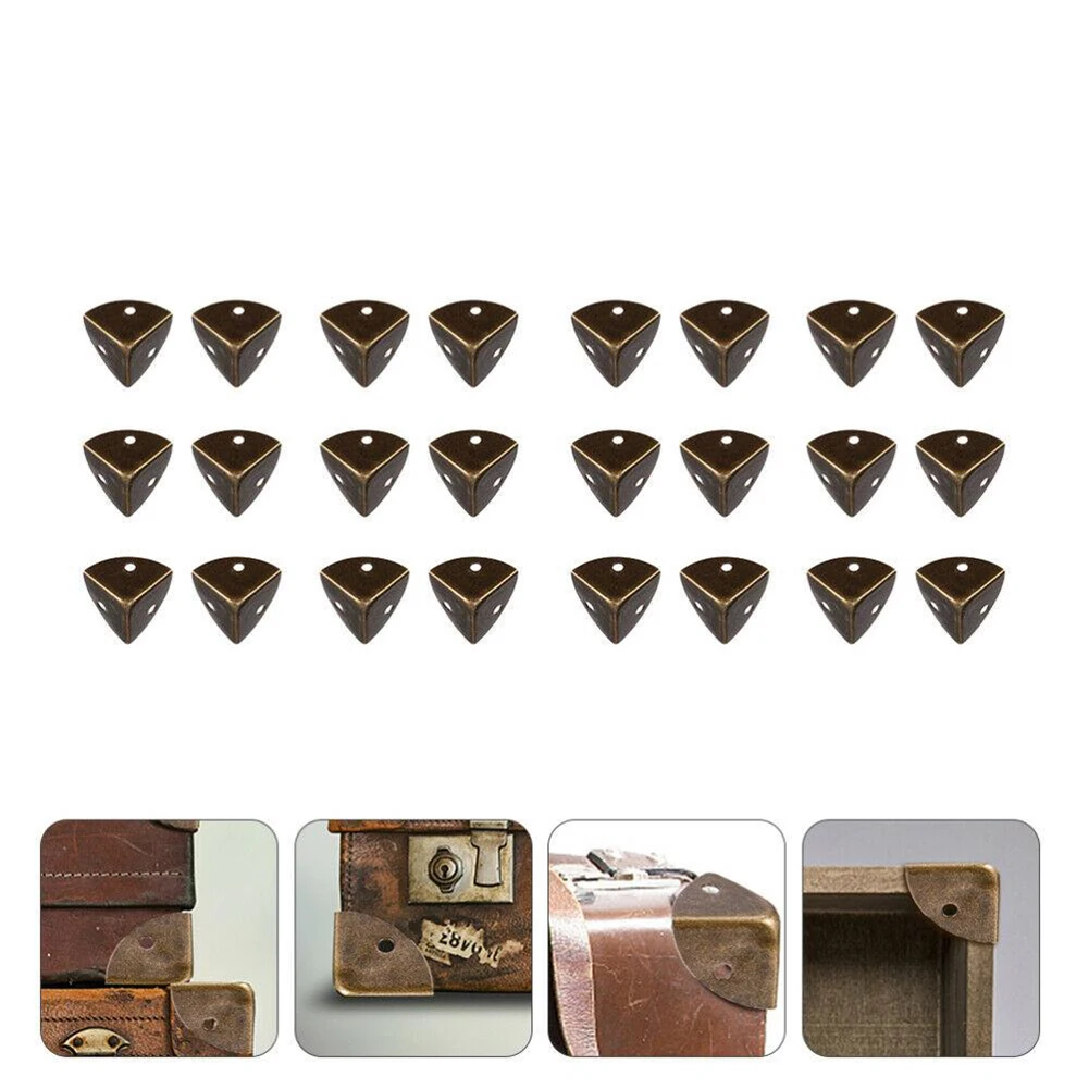 Угловая защита, угловая защита, мебельная фурнитура, 24 шт., высококачественный железный ретро-деревянный корпус, деревянная коробка, угловая защита