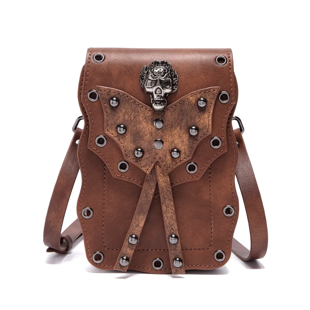 

Новые сумки на плечо с черепом, женская сумка с заклепками, маленькая квадратная сумка, винтажная вертикальная сумка для телефона в готическом стиле, женские сумки-мессенджеры C097