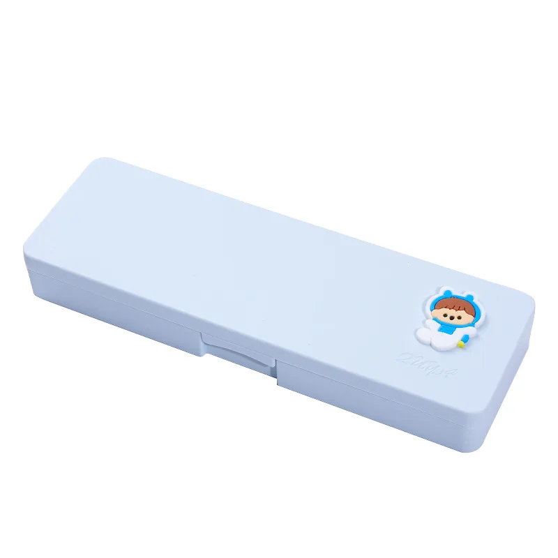 Simple Ins Cartoon Stationery Box Student Frosted Pencil Box Multi-function Storage Large-capacity Storage Box Gift
