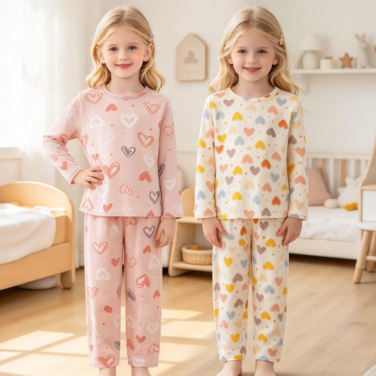 2-Piece Children's Four Season Set Long Sleeved Pants With Cute Patterns Colorful Fashion Girls' Casual Comfort Sweat Absorption