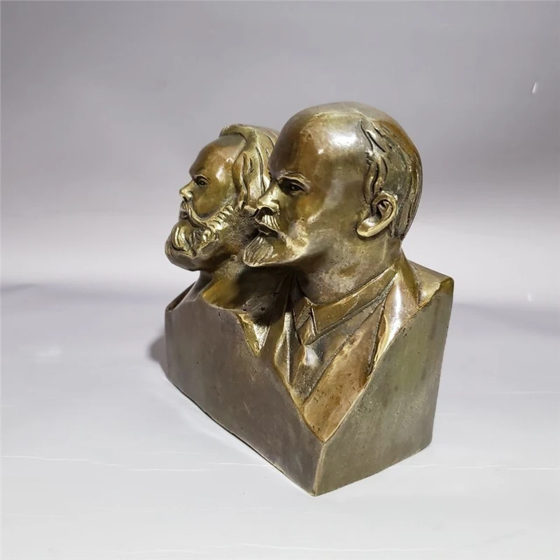 Antique-style figure ornaments, copper Marx and Lenin portrait crafts, home living room decorative decorations