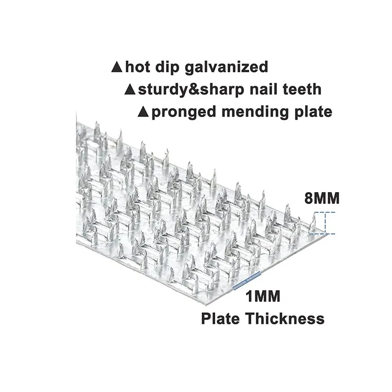 20 szt. Płytek do konstrukcji dźwigowych 3x5 z ząbkami, płytka naprawcza do konstrukcji dźwigowych z ząbkami do gwoździ, stalowe wsporniki montażowe do dachów, łącze do drewna
