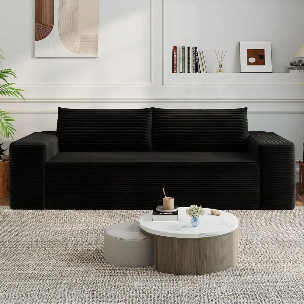 

71 Corduroy Love Seat for Living Room, No Assembly Needed, Ideal for Small Spaces, Black