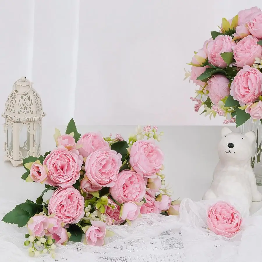 

12 Packs Peonies Artificial Flowers, Light Pink Artificial Peonies, Silk Peonies Flowers Fake Peonies Artificial Flowers Peonies