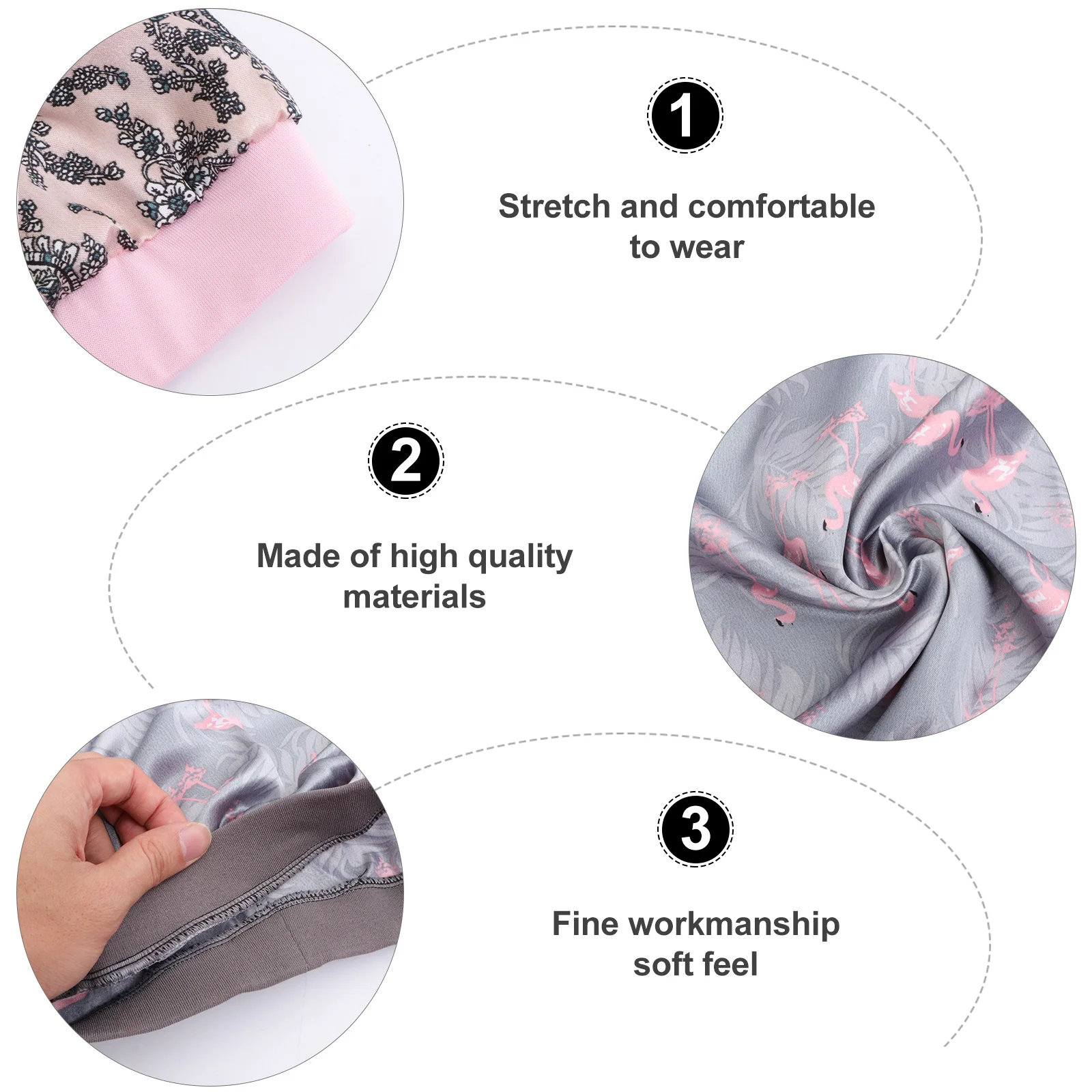 

3pcs Wide-Brimmed Hair Protection Sleep Cap For Women High Elasticity Durable Comfortable Easy Clean Practical Lightweight