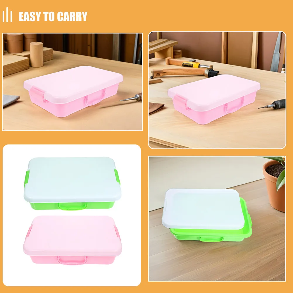 2Pcs Children Sand Tray Portable Sandbox Handle Lid Large Storage Capacity Sensory Bin Play Tray for Kids for Desk