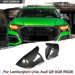 For Lamborghini Urus Audi Q8 SQ8 RSQ8 2020-2023 DRY Carbon Mirror Cover Caps Add ON Real Carbon Side Mirror Shell No Lane Assit