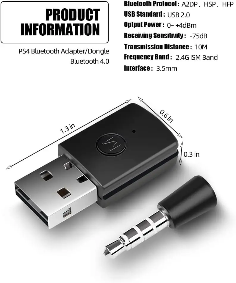 Bluetooth USB Adapter Compatible for PS5/PS4 Bluetooth Handle Receiving Adapter Headphone Receiver
