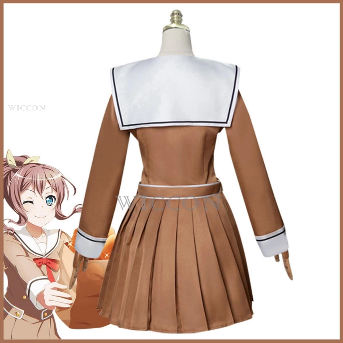 Anime Bang Traum! Rimiri Hanazono Tae Saya Yamabuki Cosplay Kostüm Perücke Kaffee Farbe Schuluniformen Rock Frau Kawaii Anzug