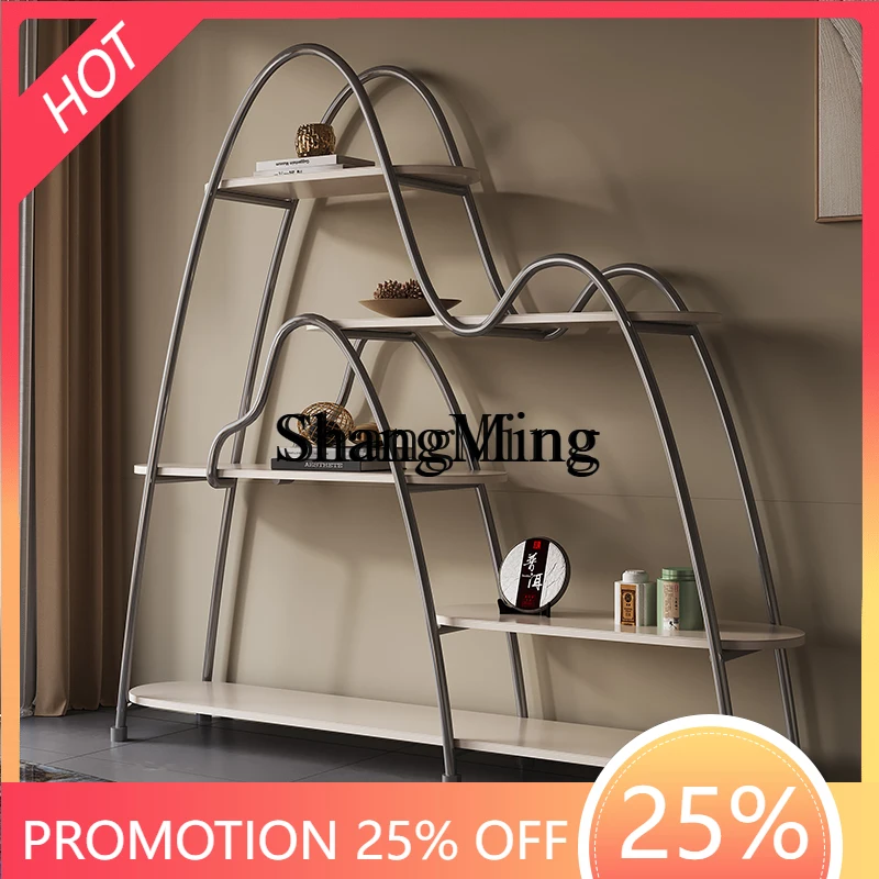 

CL Light Luxury Study Tea Room Table Storage Shelf Office Stainless Steel Display Cabinet