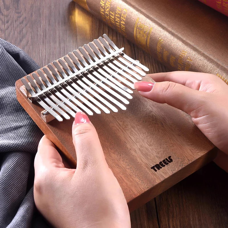 LINGTING 17 Key Kalimba Portable Mahogany Wood Thumb Piano Beginner Music Keyboard Calimba Musical Instrument with Accessories