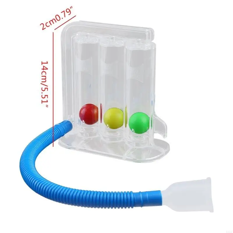 E65F 3-Ball Deep Breathing Exerciser Capaciteit Trainingsapparaat Incentive Spirometer Spirometrie Ademoefeningen en metingen