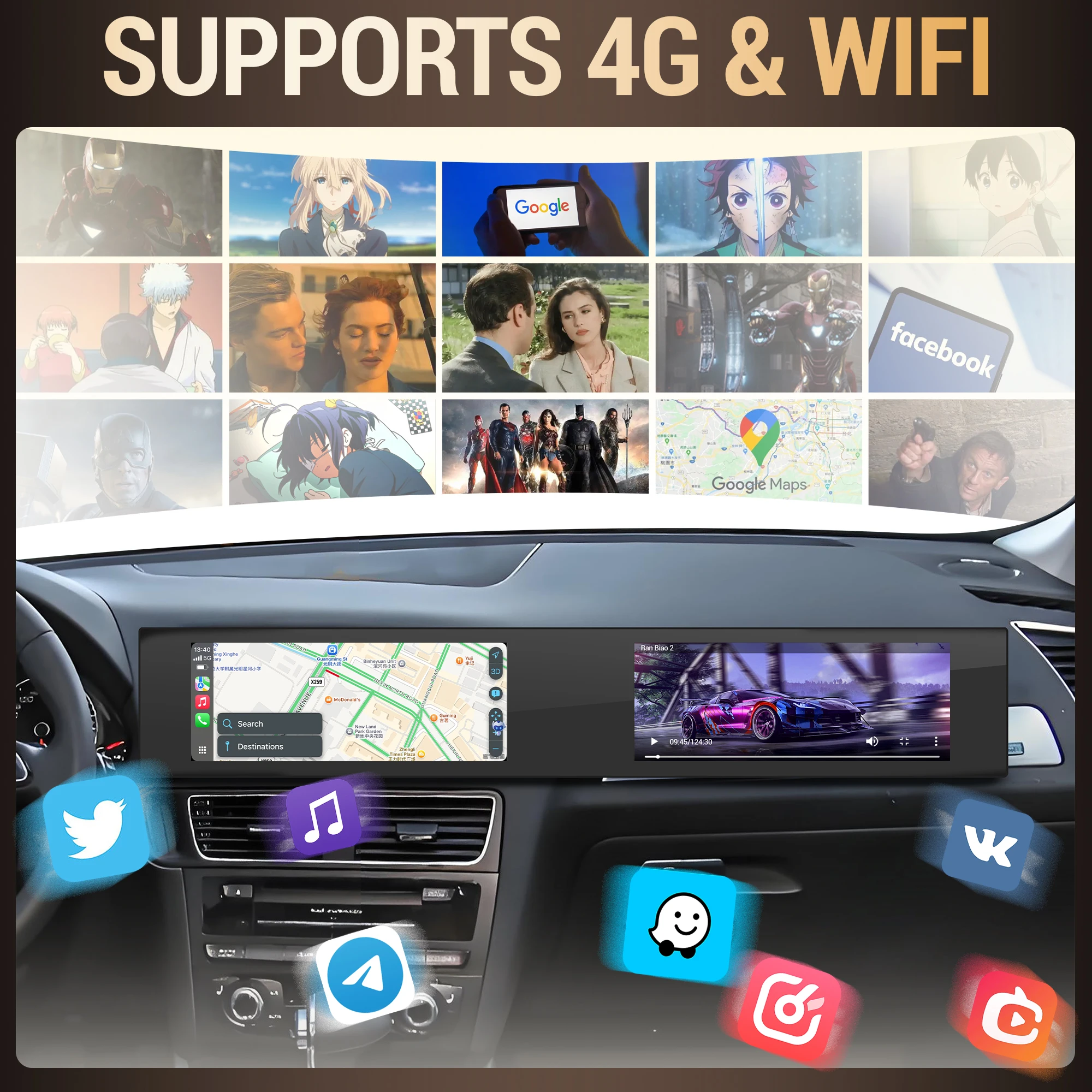 21 بوصة لأودي Q5 2009-2017 راديو أندرويد لاسلكي أبل بلوتوث Carplay الوسائط المتعددة شاشة تعمل باللمس ستيريو