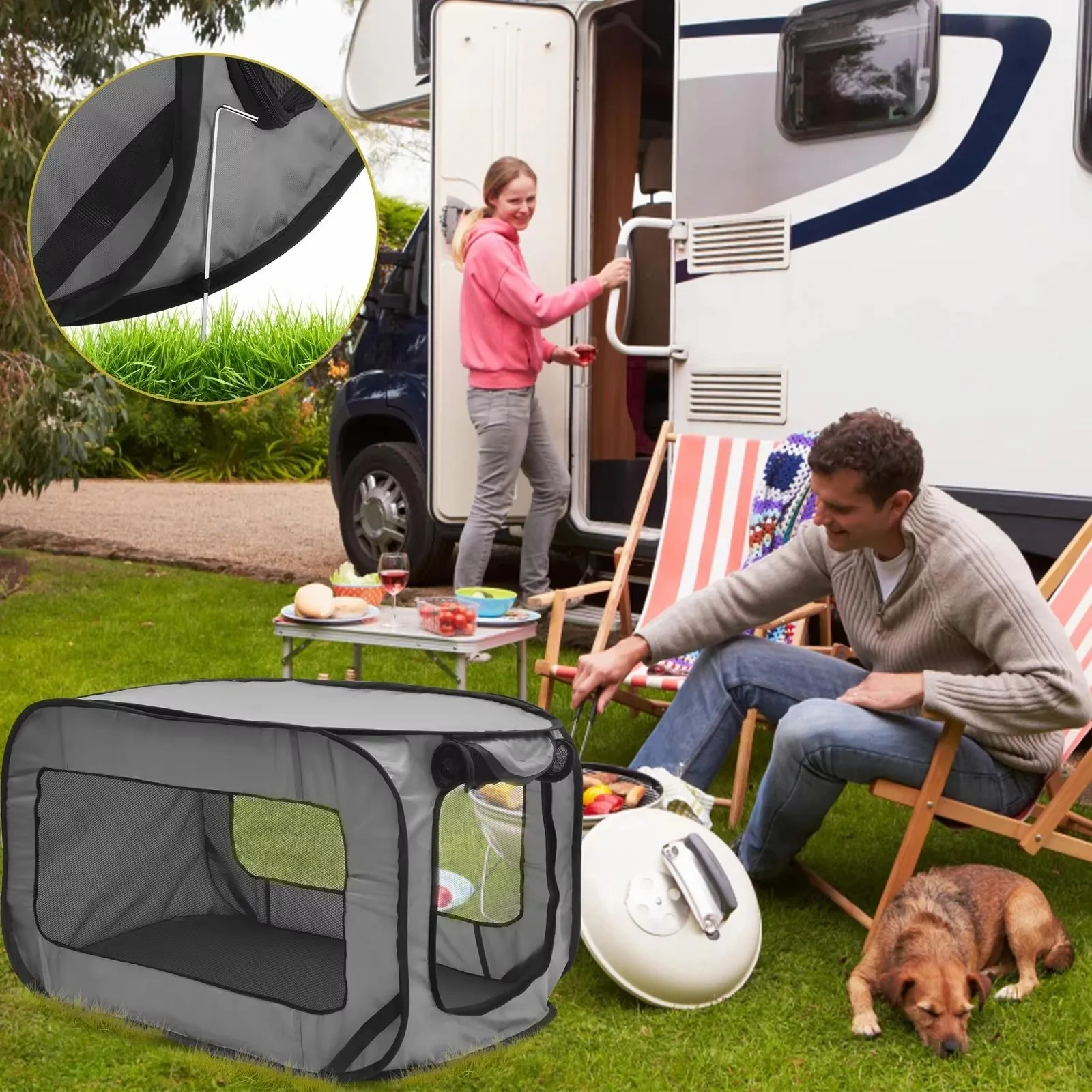 FurStarFoldable Dog Travel Crate Pop Up Puppy Carrier Crate With Zipper Mesh Door For Indoor Outdoor Dog Cat Network Pet Carrier