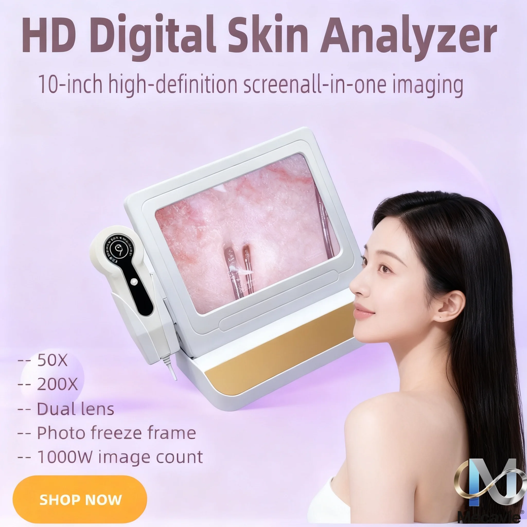 2026 NEW HD Digital Skin Analyzer Professional Hair Scalp Camera Detector Hair Follicle Oil Moisture Test Device 10inch 50/200X