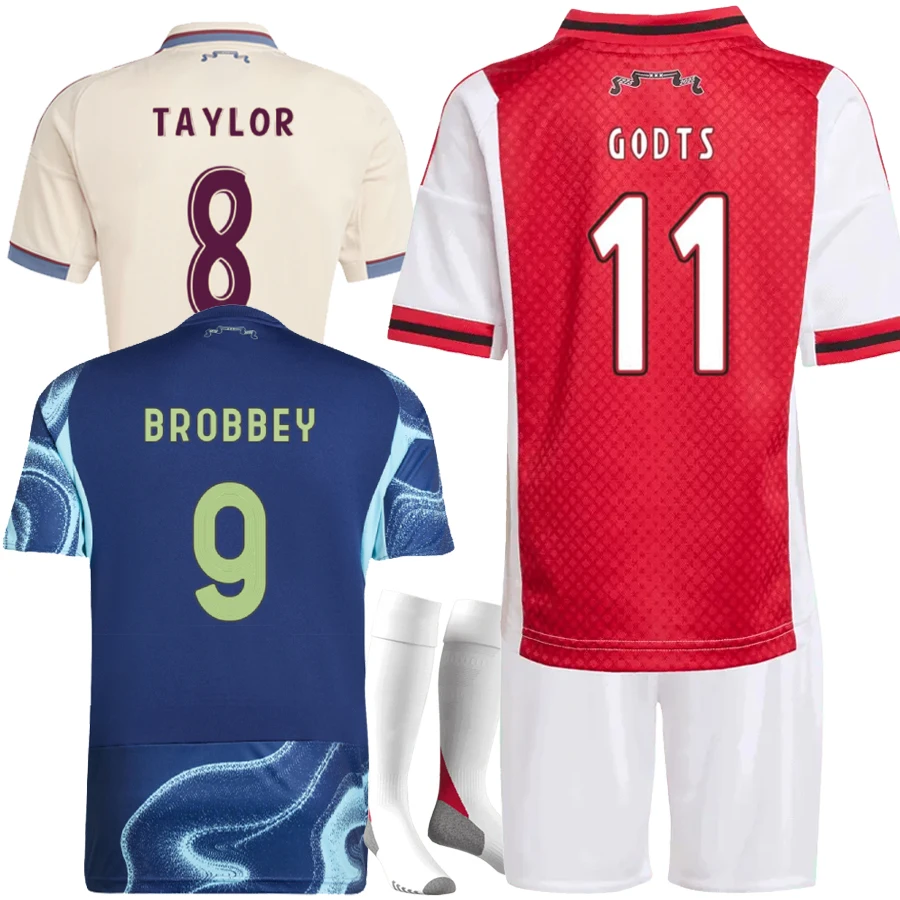 25 26 Ajaxes Heimtrikot für Kinder, drittes Sportset 2025 2026 Ajaxes Away Set T-Shirt für Erwachsene