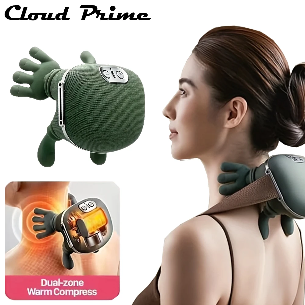 USB Rechargeable Five-Finger Shoulder And Neck Massager with Deep Kneading And Pressing 3 Massage Intensity And 2 Heat Settings