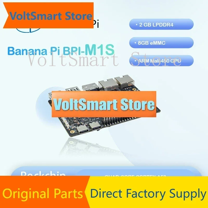 VoltSBanana Pi BPI-M1S Smart Single Board Computer SBC Rockchip RK3528 Quad-Core Cortex-A53 2GB LPDDR4x 8GB EMMC 4K 60fps