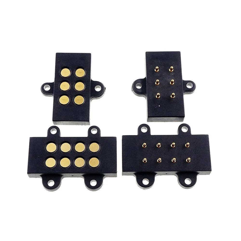 1/3 Pairs Dual Row Magnetic Pogo Pin Connector 6 8 Pole Male Female 6.0 MM Mounting Holes Magnet Strong Force