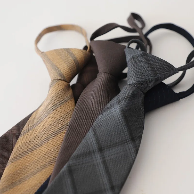 Vintage Zipper Tie For Men, Korean Style Pre Tied Necktie Easy Pull On Formal Business Tie For Office Work And Professional Wear