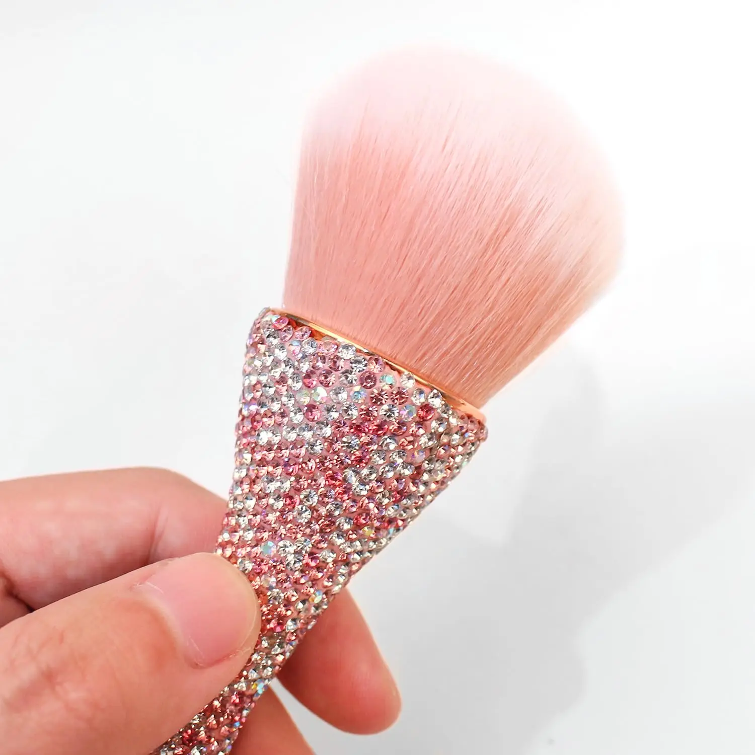 Multi-color diamond encrusted nail dusting brush, acrylic nail powder removal tool brush for nail salon or home daily makeup.