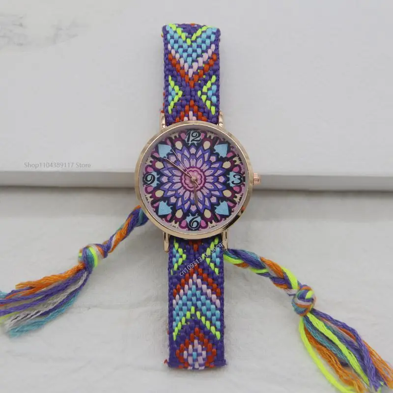 2025 nuevo Reloj de estilo tejido para Mujer, relojes de disco exquisitos para Mujer, Reloj de estilo bohemio, Reloj de regalo de cumpleaños para Mujer