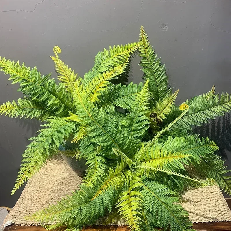 

56cm Large Artificial Flower Boston Fern Bunch Plastic Green Plants Fake Leaves Craft Fake Foliage Garden Wedding Home Decoratio