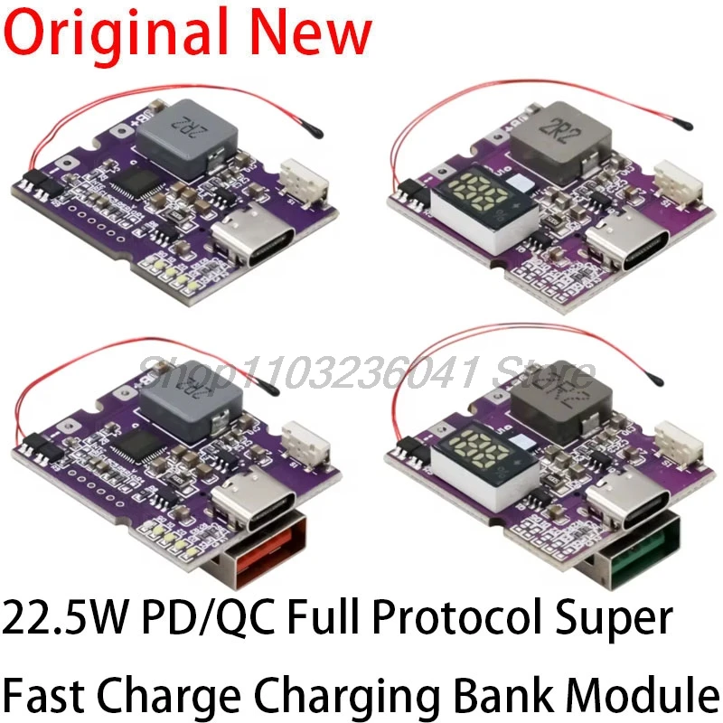 22.5W Power Bank Bidirectional Fast Charging Mobile Power Module Circuit Board With Digital/Light Type-C USB Suppor PD/QC3.0 2.0