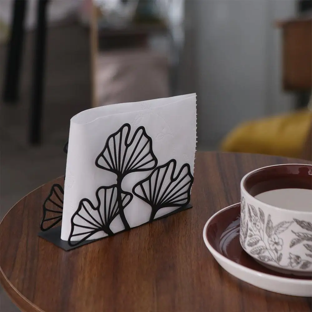 Sturdy High-end Ginkgo Leaf Napkin Holder Simple Modern Metal Tissue Holder Handicraft Iron Tissue Rack Restaurant