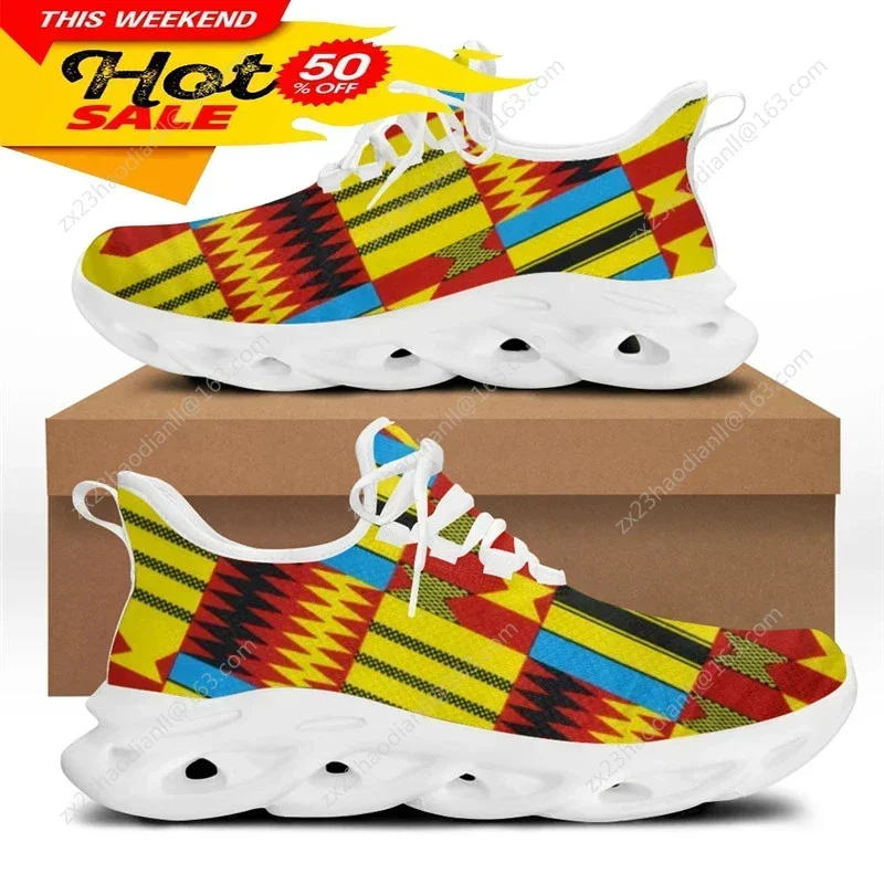African Ethnic Tribal Pattern Sneaker for Male  New Men's Fashion Flex Control Running Shoes Lace-up Footwear view 3