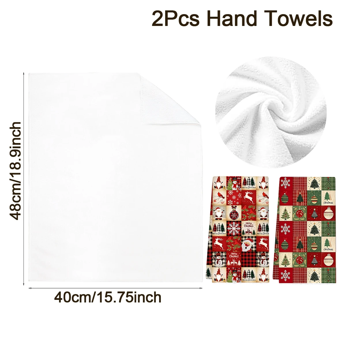 2pcs Christmas Themed Kitchen Towels 40*48cm Buffalo Plaid Mixed Patterns Polyester Clothing Cloth for Home Kitchen Party Decor