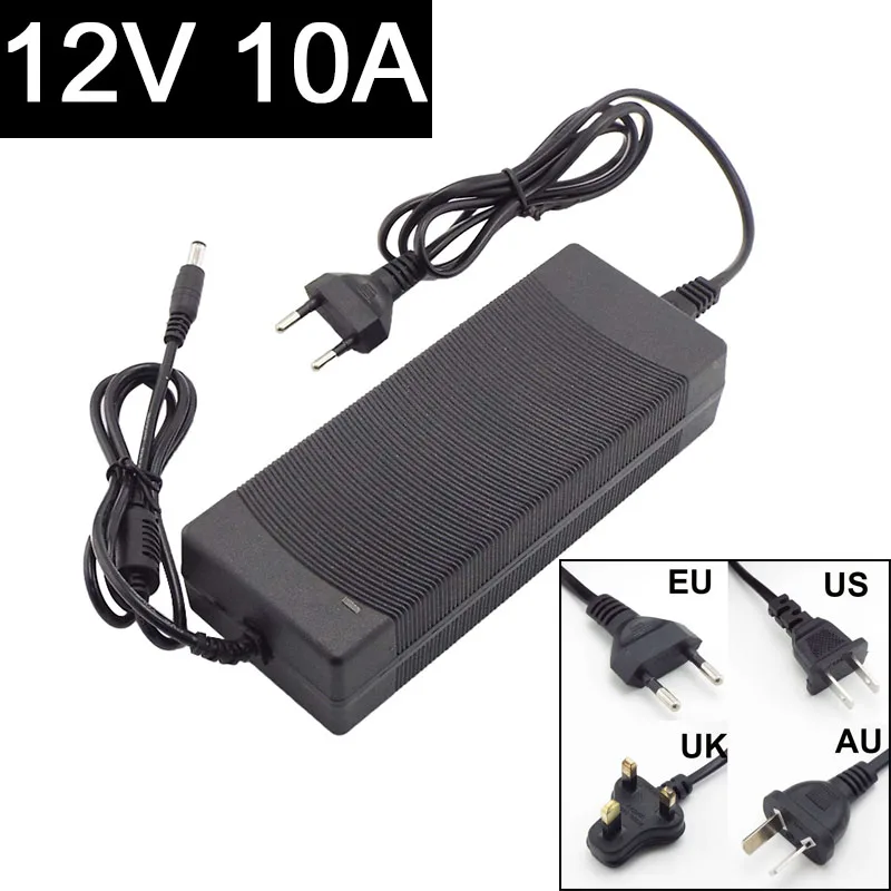 Adaptateur d'alimentation universel, 12V, 10A, AC 110V, 220V à DC 12V, 10A, convertisseur de chargeur, interrupteur de charge à LED, 24 volts