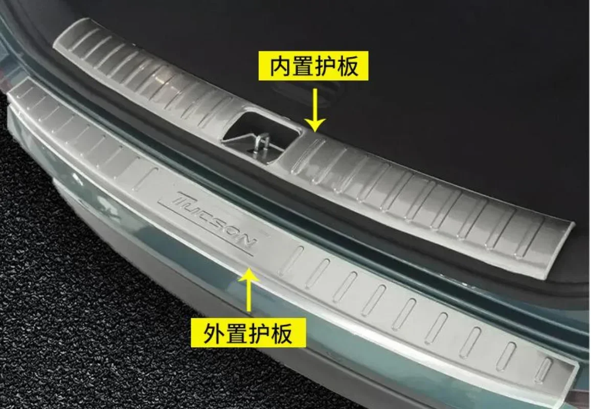 

For Hyundai Tucson 2019 Car Styling High Quality Stainless Steel Rear Bumper Protector Sill Trunk Tread Plate Trim Rear