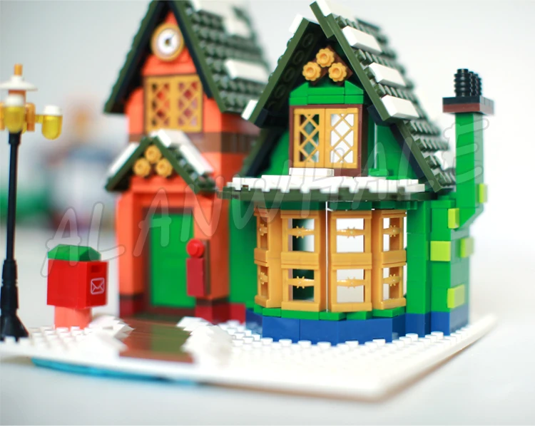 860 個クリスマス冬村郵便局車パビリオンメール雪そり 25607 ビルディングブロックおもちゃモデルと互換性あり