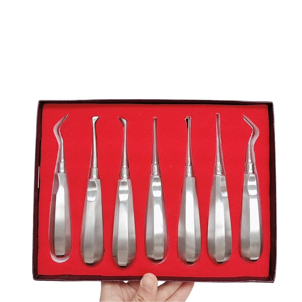 7-Piece Dental Elevator Set – Stainless Steel Thin-Bladed Instruments for Tooth Extraction and Space Creation
