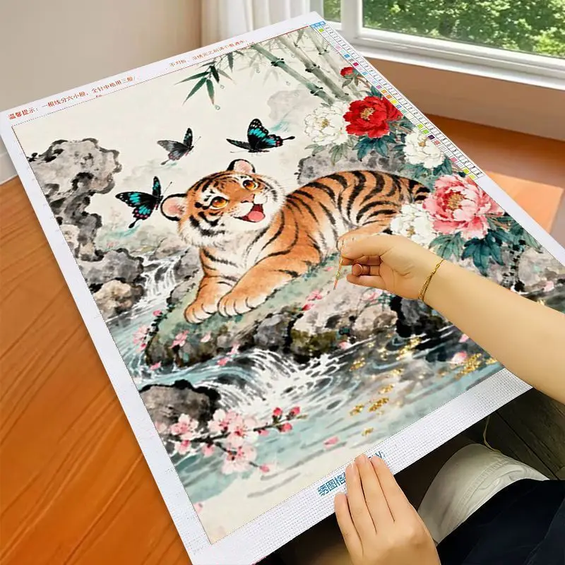 

Новая вышивка крестиком в китайском стиле: маленький тигр, хлопковые нитки, алмазная вышивка 2025, ручная работа, круглая алмазная мозаика, декоративное искусство