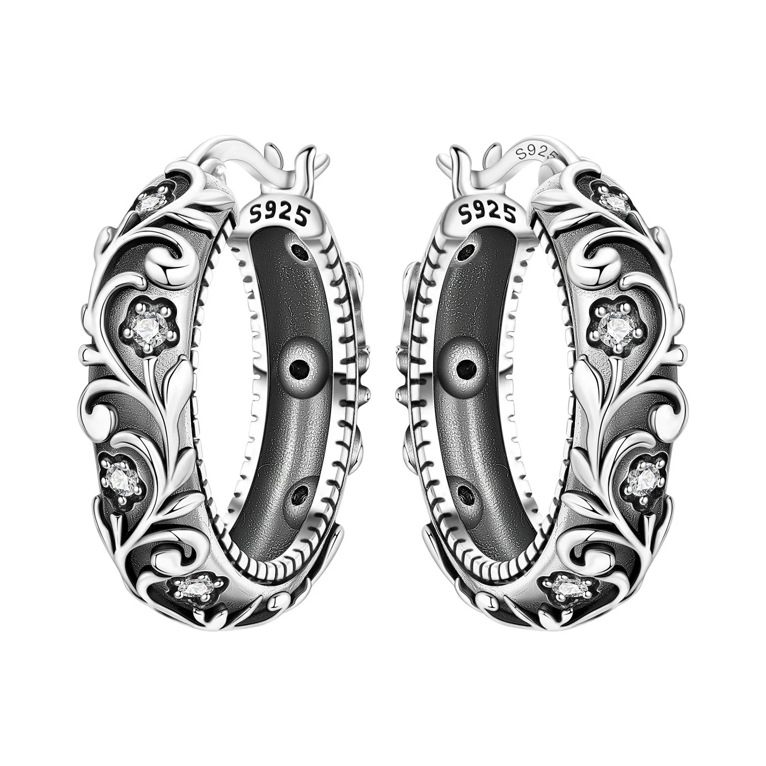 Orstarry 925 Sterling Silver Curled Grass Pattern Flower Earrings Silver Hoop Earrings For Women Jewelry Original Party Gifts