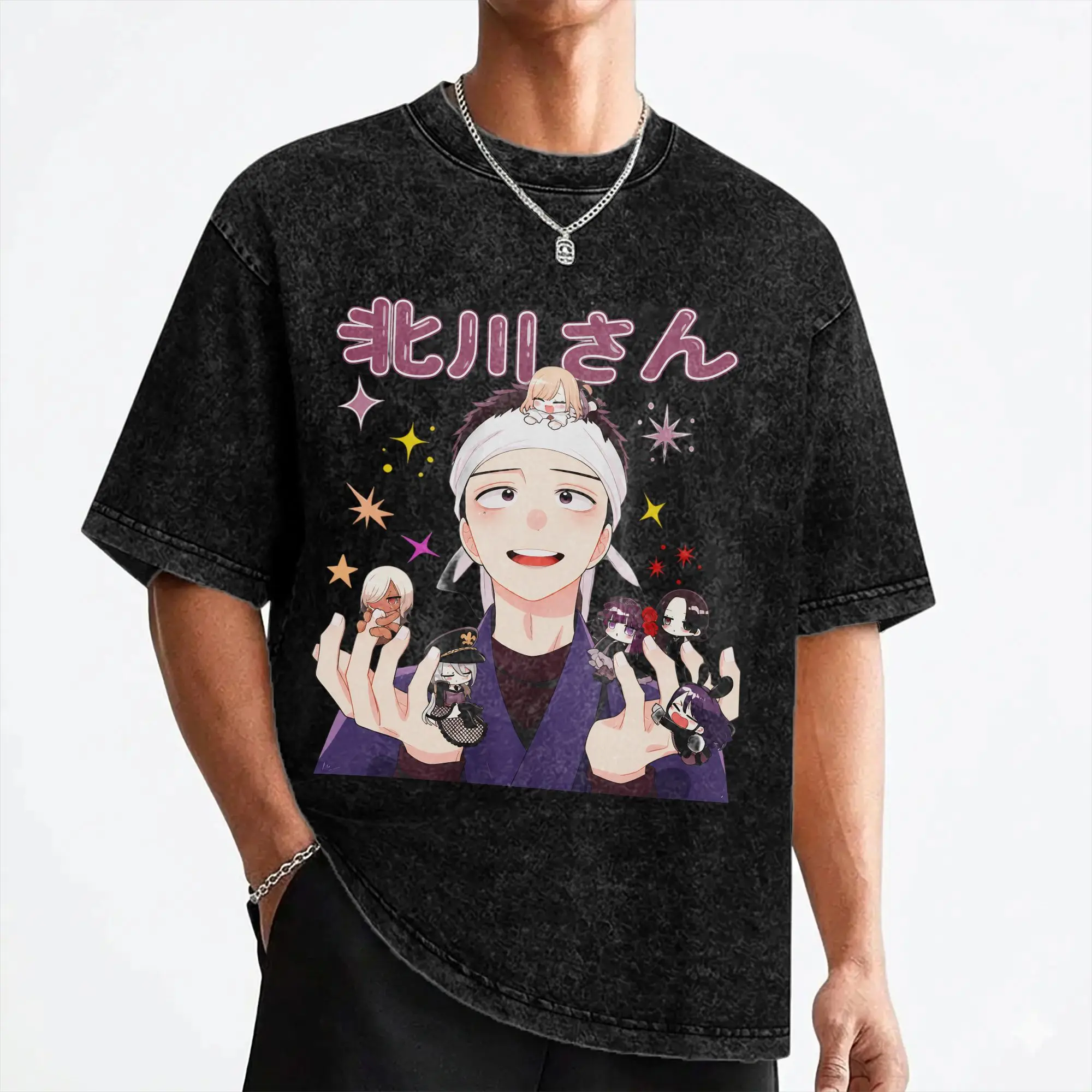 Marin Kitagawa Anime Washed T Shirt Streetwear Retro T-Shirts My Dress-Up Darling Tees Tops Men Women Short Sleeve Street Summer