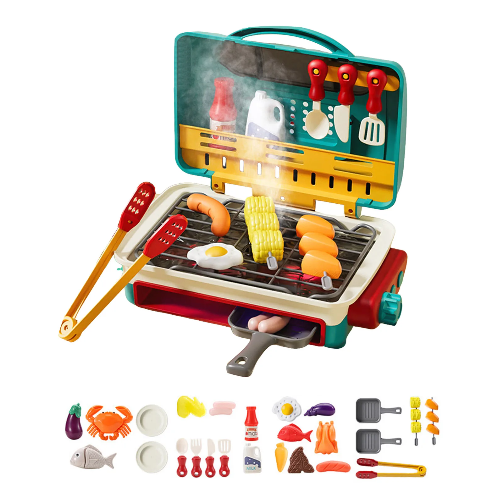 Parrilla de barbacoa inteligente para niños, juguete para jugar, brochetas que cambian de Color, cocina, cocina al vapor, juego de utensilios de cocina con sonido y luz, 2025