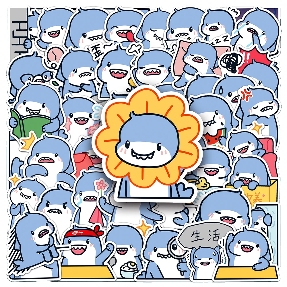

10/30/50pcs Cute Funny Shark MEME Graffiti Stickers DIY Motorcycle Suitcase Guitar Helmet Waterproof Kawaii Cartoon Sticker Pack