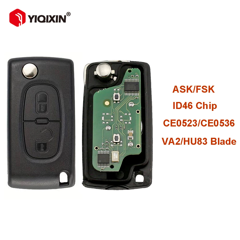 

YIQIXIN Flip Remote Car Key For Citroen C2 C3 C4 C5 C6 C8 Xsara Picasso For Peugeot 107 207 307 308 407 CE0536/0523 ASK 433Mhz