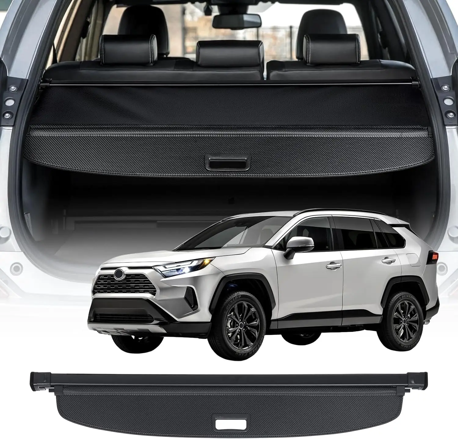 

Выдвижная крышка багажника для Toyota RAV4 2019-2025, защитный козырек из углеродного волокна и защитный козырек